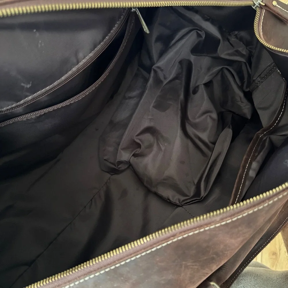 Brown Leather Duffle Bag Weekender Travel Luggage TEK Monogrammed